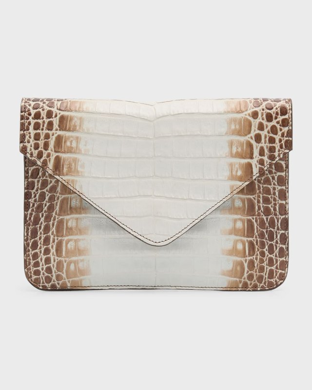 Crocodile Pouch Wristlet Clutch Bag with Crossbody Strap
